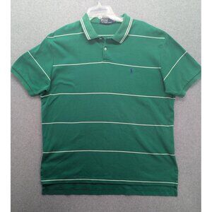 Polo Ralph Lauren Polo Shirt Mens XL Green Striped Cotton Classic Golf Preppy